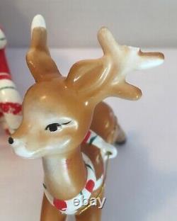 Vtg Lefton Shopper Girl In Santa Sleigh 2 Reindeer Label 1957 MCM 80136 Stamped