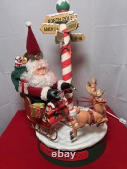 Vtg Matrix Ltd Motion Santa Sleigh Reindeer Street Sign Optional Music 1995