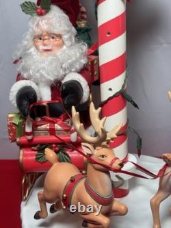 Vtg Matrix Ltd Motion Santa Sleigh Reindeer Street Sign Optional Music 1995