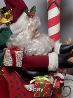 Vtg Matrix Ltd Motion Santa Sleigh Reindeer Street Sign Optional Music 1995