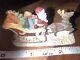 Vtg Mini Cast Iron Santa With Toy Sleigh Reindeer Vibrant Colors Hand Painted