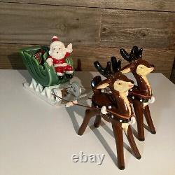 Vtg NAPCO Christmas SANTA Sleigh & 2 Reindeers MCM 50's
