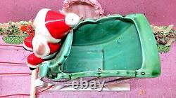 Vtg NAPCO Christmas WAVING SANTA Sleigh TWO Prancing Reindeer HITCH & REINS