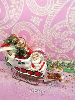 Vtg Napco Santa Sleigh Leaping Reindeer GOLD STAR Base WITH TWO EXTRA DEER