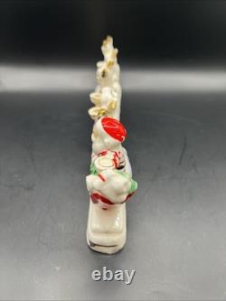 Vtg RELCO Japan NOEL Santa Sleigh Reindeer Christmas Ceramic Candle Holders 10.5