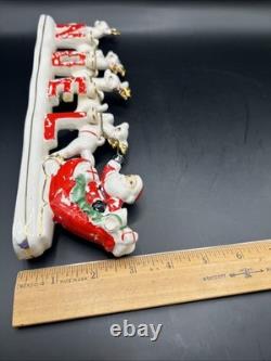Vtg RELCO Japan NOEL Santa Sleigh Reindeer Christmas Ceramic Candle Holders 10.5