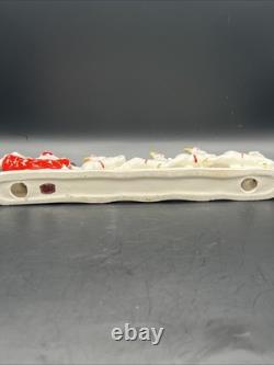 Vtg RELCO Japan NOEL Santa Sleigh Reindeer Christmas Ceramic Candle Holders 10.5