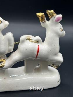 Vtg RELCO Japan NOEL Santa Sleigh Reindeer Christmas Ceramic Candle Holders 10.5