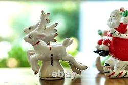 Vtg Relco Japan Santa Sleigh 2 Reindeer Christmas Figurines MCM Original Box