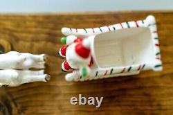 Vtg Relco Japan Santa Sleigh 2 Reindeer Christmas Figurines MCM Original Box