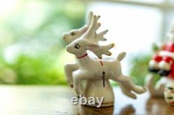 Vtg Relco Japan Santa Sleigh 2 Reindeer Christmas Figurines MCM Original Box