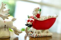 Vtg Relco Japan Santa Sleigh 2 Reindeer Christmas Figurines MCM Original Box