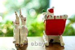 Vtg Relco Japan Santa Sleigh 2 Reindeer Christmas Figurines MCM Original Box
