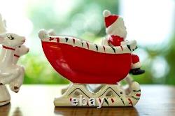 Vtg Relco Japan Santa Sleigh 2 Reindeer Christmas Figurines MCM Original Box