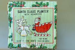 Vtg Relco Japan Santa Sleigh 2 Reindeer Christmas Figurines MCM Original Box