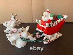 Vtg Santa Claus with reindeer & sleigh Christmas figurines Relco Japan
