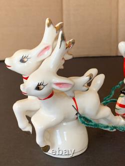 Vtg Santa Claus with reindeer & sleigh Christmas figurines Relco Japan