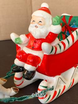 Vtg Santa Claus with reindeer & sleigh Christmas figurines Relco Japan