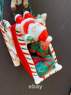 Vtg Santa Claus with reindeer & sleigh Christmas figurines Relco Japan