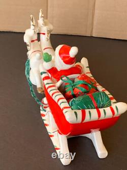 Vtg Santa Claus with reindeer & sleigh Christmas figurines Relco Japan