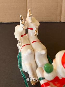 Vtg Santa Claus with reindeer & sleigh Christmas figurines Relco Japan