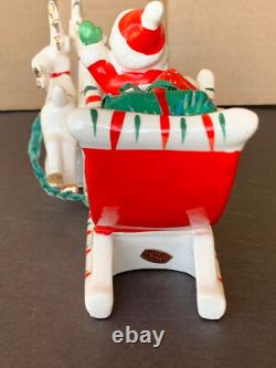 Vtg Santa Claus with reindeer & sleigh Christmas figurines Relco Japan