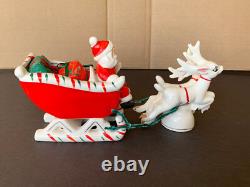 Vtg Santa Claus with reindeer & sleigh Christmas figurines Relco Japan