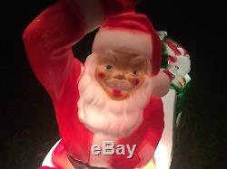 Vtg Santa Sleigh & Reindeer Blow Mold Christmas Lighted Yard Decor
