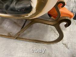 Vtg Santa Sleigh Reindeer Blow Mold Christmas Yard Decor Empire Light Giant Nice