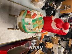 Vtg Santa Sleigh Reindeer Blow Mold Christmas Yard Decor Empire Light Giant Nice