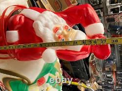 Vtg Santa Sleigh Reindeer Blow Mold Christmas Yard Decor Empire Light Giant Nice