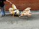 Vtg Santa Sleigh Reindeer Blow Mold Holiday Christmas Yard Ornament Decoration