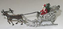 Vtg Santa Sleigh Reindeer Christmas Decoration by Babette Schweizer Germany