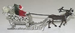 Vtg Santa Sleigh Reindeer Christmas Decoration by Babette Schweizer Germany