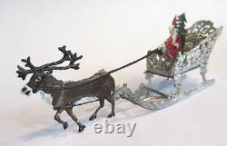 Vtg Santa Sleigh Reindeer Christmas Decoration by Babette Schweizer Germany