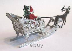 Vtg Santa Sleigh Reindeer Christmas Decoration by Babette Schweizer Germany