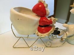 Vtg Thames Santa Reindeer Sleigh Spaghetti Ceramic Christmas Japan Napco Lefton