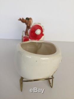 Vtg Thames Santa candy dish planter withreindeer and metal sleigh Christmas Japan