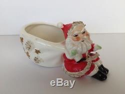 Vtg Thames Santa candy dish planter withreindeer and metal sleigh Christmas Japan