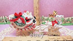 Vtg UCAGCO CHRISTMAS Santa Claus TWO LEAPING REINDEER Sleigh GOLD SLEIGH FRAME