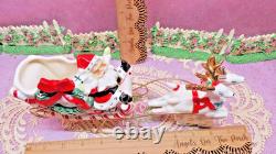 Vtg UCAGCO CHRISTMAS Santa Claus TWO LEAPING REINDEER Sleigh GOLD SLEIGH FRAME