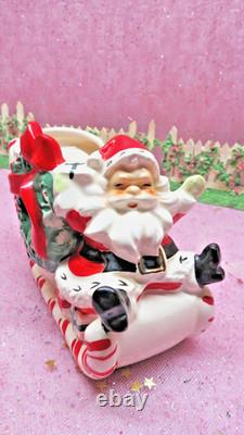 Vtg UCAGCO CHRISTMAS Santa Claus TWO LEAPING REINDEER Sleigh GOLD SLEIGH FRAME