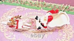 Vtg UCAGCO CHRISTMAS Santa Claus TWO LEAPING REINDEER Sleigh GOLD SLEIGH FRAME
