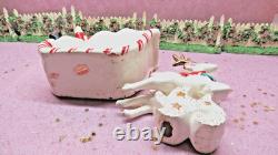 Vtg UCAGCO CHRISTMAS Santa Claus TWO LEAPING REINDEER Sleigh GOLD SLEIGH FRAME Vtg UCAGCO CHRISTMAS Santa Claus TWO LEAPING REINDEER Sleigh GOLD SLEIGH FRAME