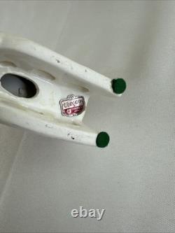 Vtg UCAGCO Waving Pixie Santa Reindeer Sleigh Gold Spaghetti Trim Label