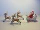 Vtg Ceramic Santa With Sleigh 3 Reindeer Figurines Lefton Christmas Japan