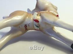 Vtg ceramic Santa with sleigh 3 reindeer figurines Lefton Christmas Japan