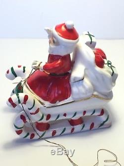 Vtg ceramic Santa with sleigh 3 reindeer figurines Lefton Christmas Japan