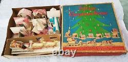 WITH BOX Vintage Putz Christmas Village with SANTA & SLEIGH Reindeer Church Rare