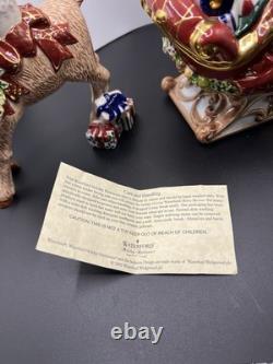 Waterford Holiday Heirlooms Reindeer & Santa Sleigh Candle Holder Set Box